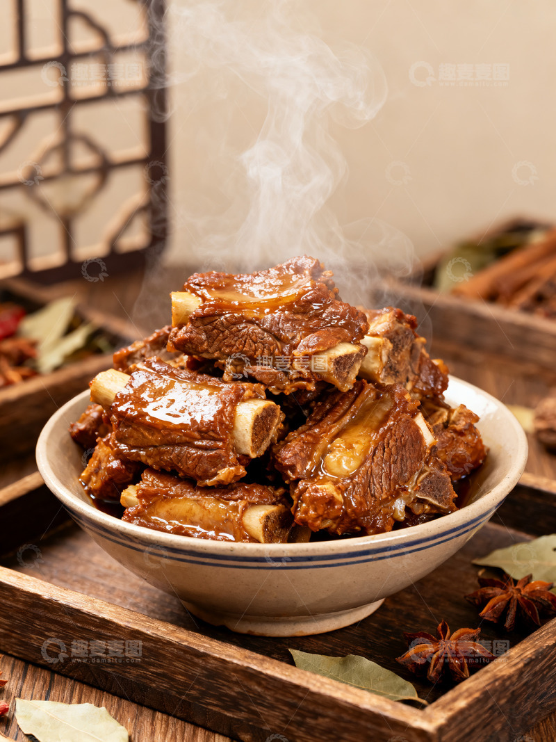 高清大图下载【趣麦麦图】餐饮店美食酱排骨宣传摄影