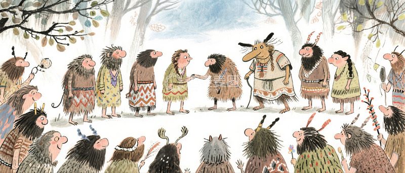 高清大图下载【趣麦麦图】-森林野人怪兽儿童插画4