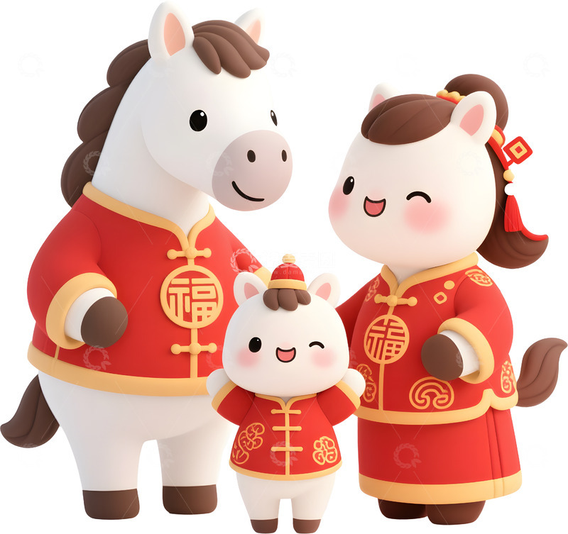 高清大图下载【趣麦麦图】-卡通小马一家