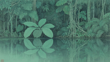 森林湖边插画背景1