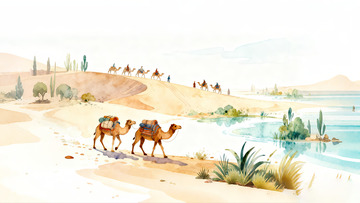 沙漠绿洲骆驼队伍4