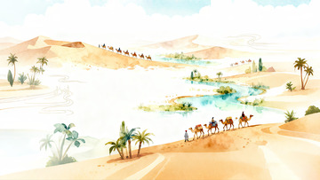 沙漠绿洲骆驼队伍3
