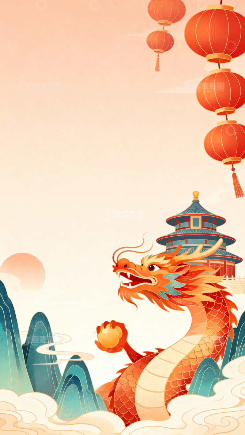 高清大图下载【趣麦麦图】国潮节日背景11