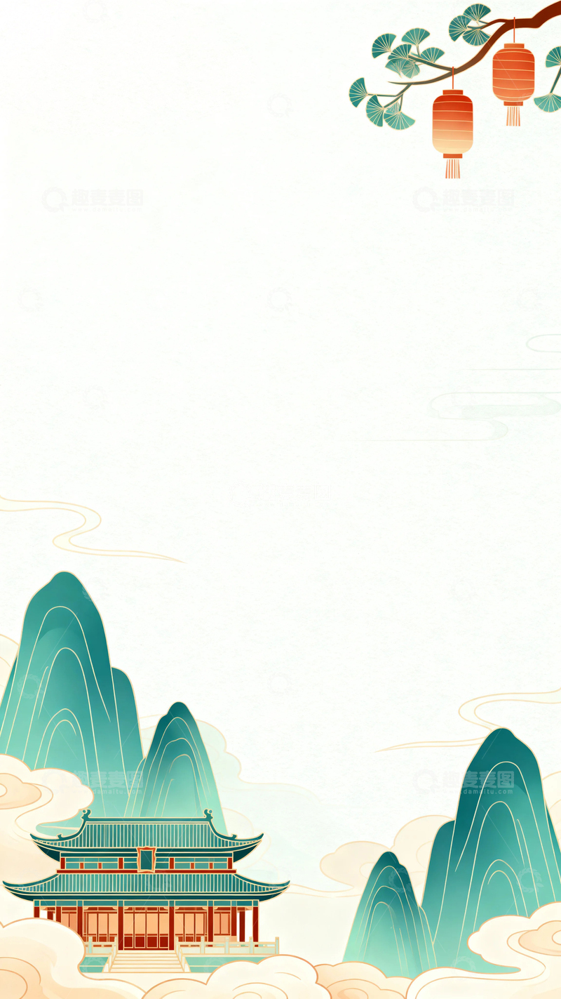 高清大图下载【趣麦麦图】国潮节日背景1