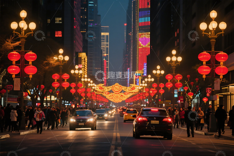 高清大图下载【趣麦麦图】城市节日街道