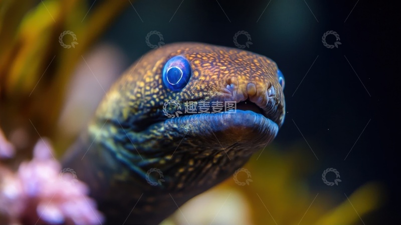 高清大图下载【趣麦麦图】一只海鳗鱼特写摄影