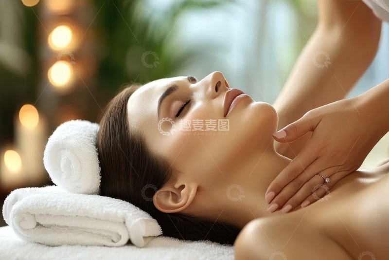 高清大图下载【趣麦麦图】躺着按摩放松的女孩