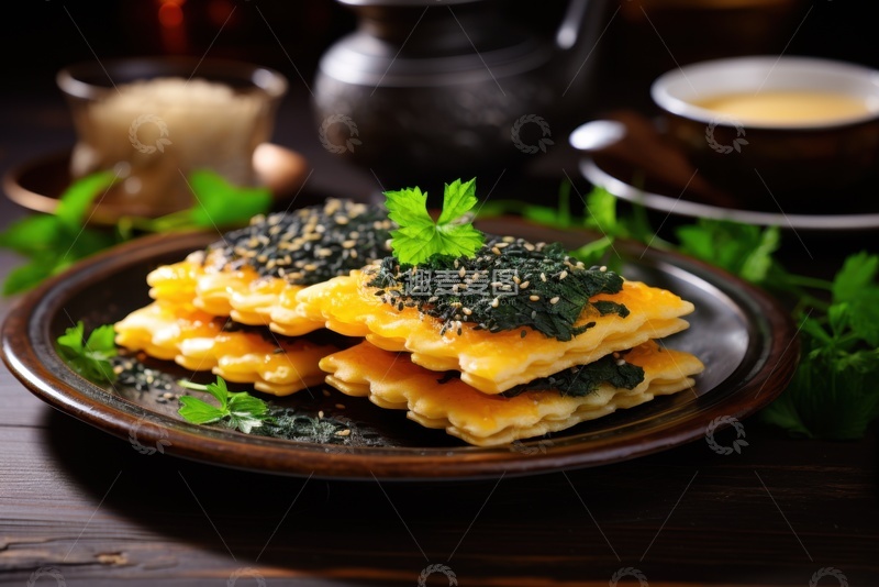 高清大图下载【趣麦麦图】一盘海苔碎饼干美食