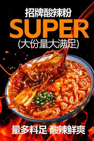 招牌酸辣粉美食活动海报