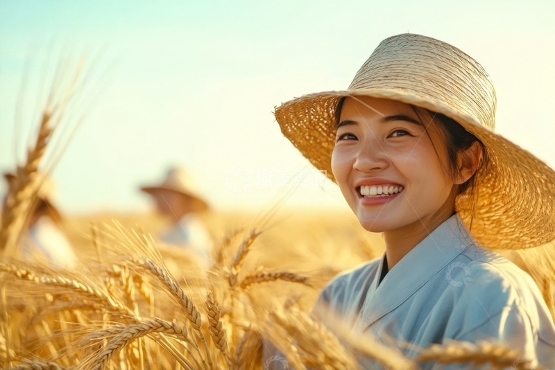 高清大图下载【趣麦麦图】麦田里的一位少女