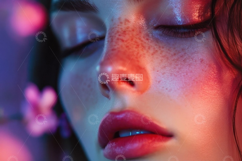 高清大图下载【趣麦麦图】一位美妆博主脸部特写