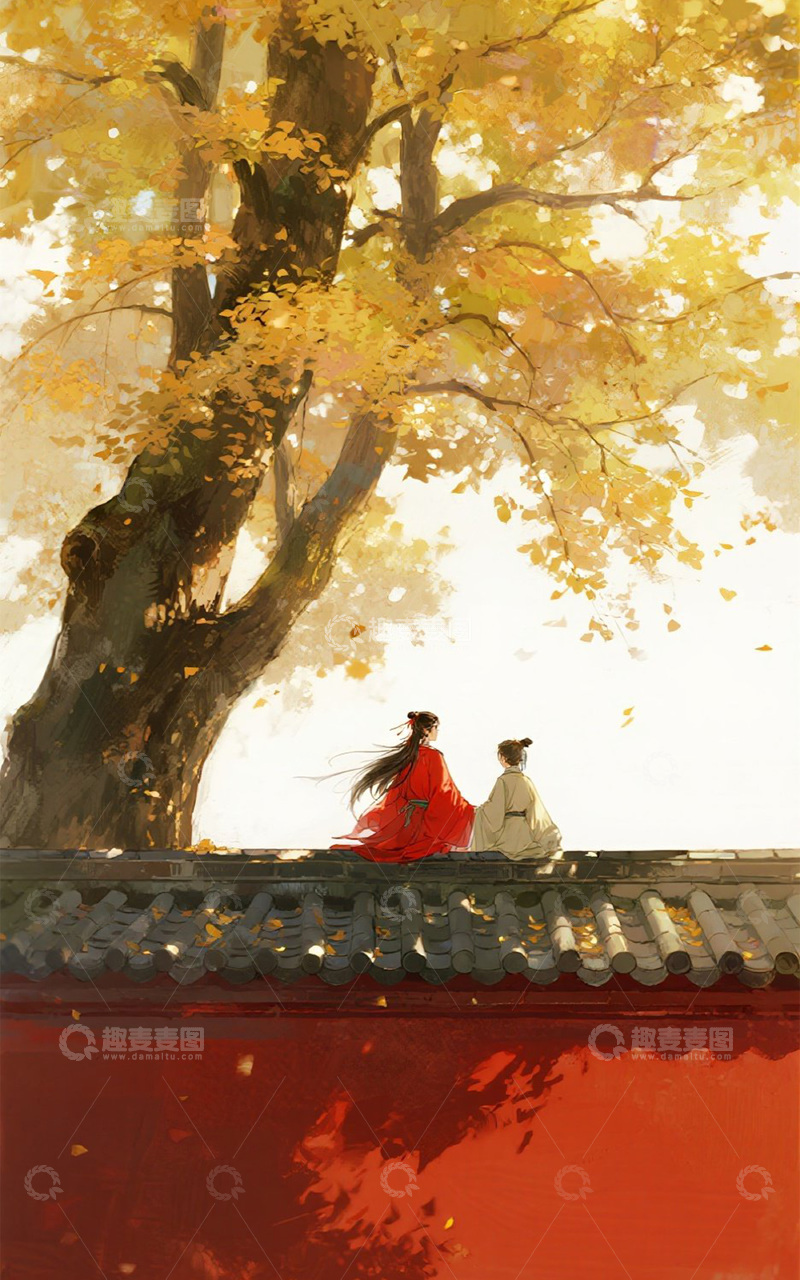 高清大图下载【趣麦麦图】红墙古建秋日古风相伴图
