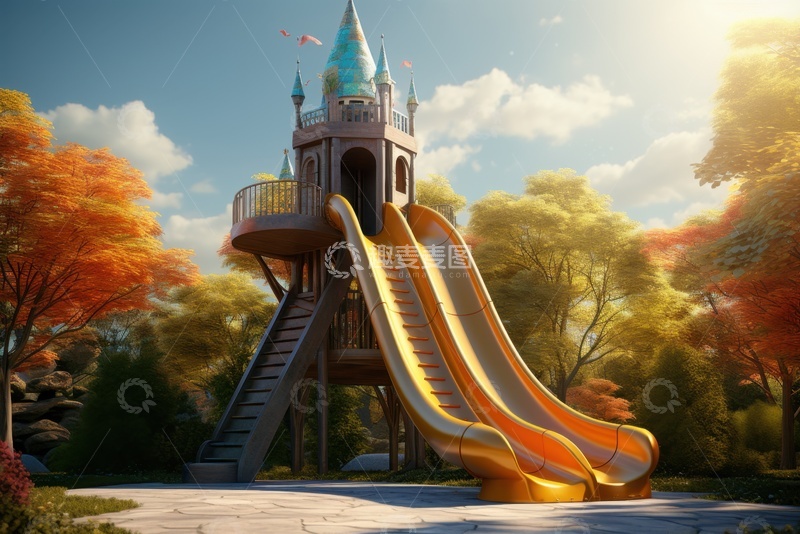 高清大图下载【趣麦麦图】公园里的一个滑滑梯