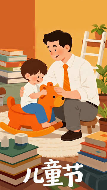 父亲节父子木马欢乐图