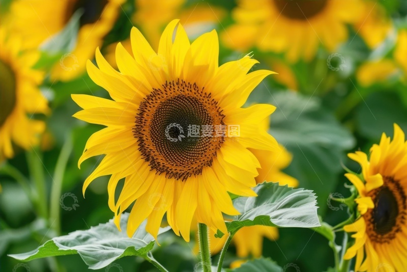 高清大图下载【趣麦麦图】盛开的向日葵花田