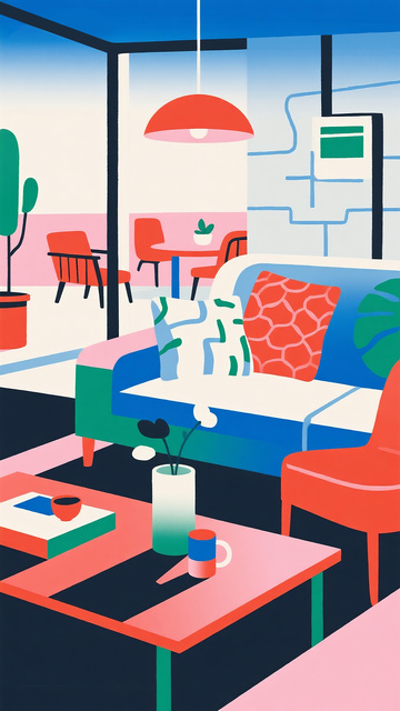 现代彩色客厅室内设计图