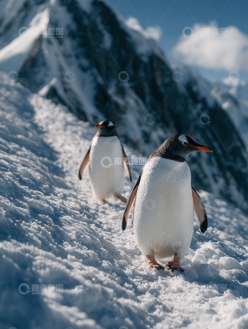 高清大图下载【趣麦麦图】企鹅  呆萌  蹒跚 