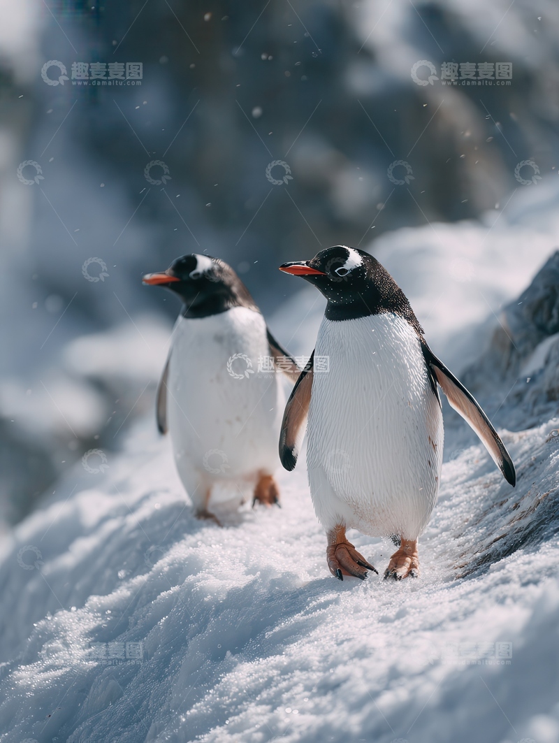 源文件下载【趣麦麦图】企鹅  蹒跚  归巢  