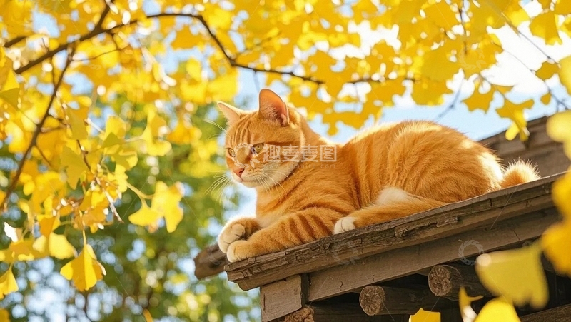 高清大图下载【趣麦麦图】秋天的风景和小猫2