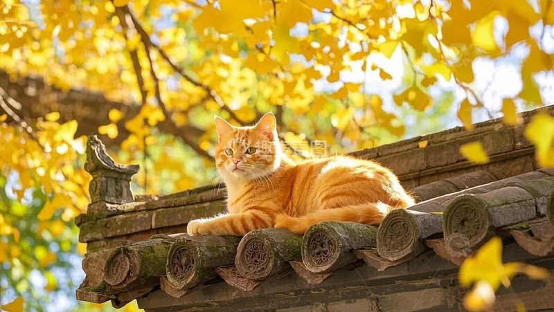 高清大图下载【趣麦麦图】秋天的风景和小猫