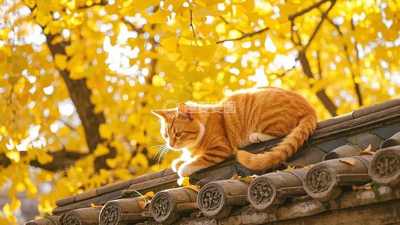 高清大图下载【趣麦麦图】秋天的风景和小猫5