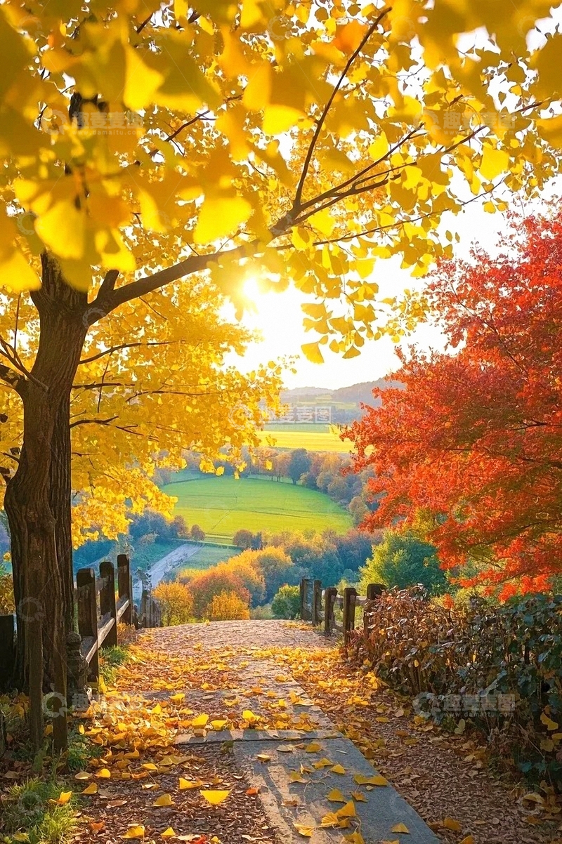 高清大图下载【趣麦麦图】金秋山林远眺图5