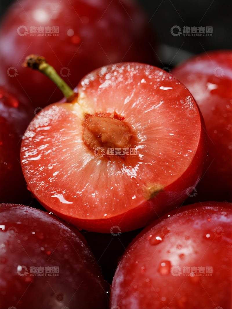 源文件下载【趣麦麦图】新鲜的李子截面