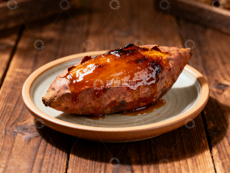 源文件下载【趣麦麦图】盘子里的烤红薯1