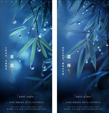 寒露霜降秋雨节气海报