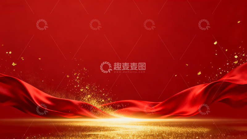 高清大图下载【趣麦麦图】红色会议活动背景8