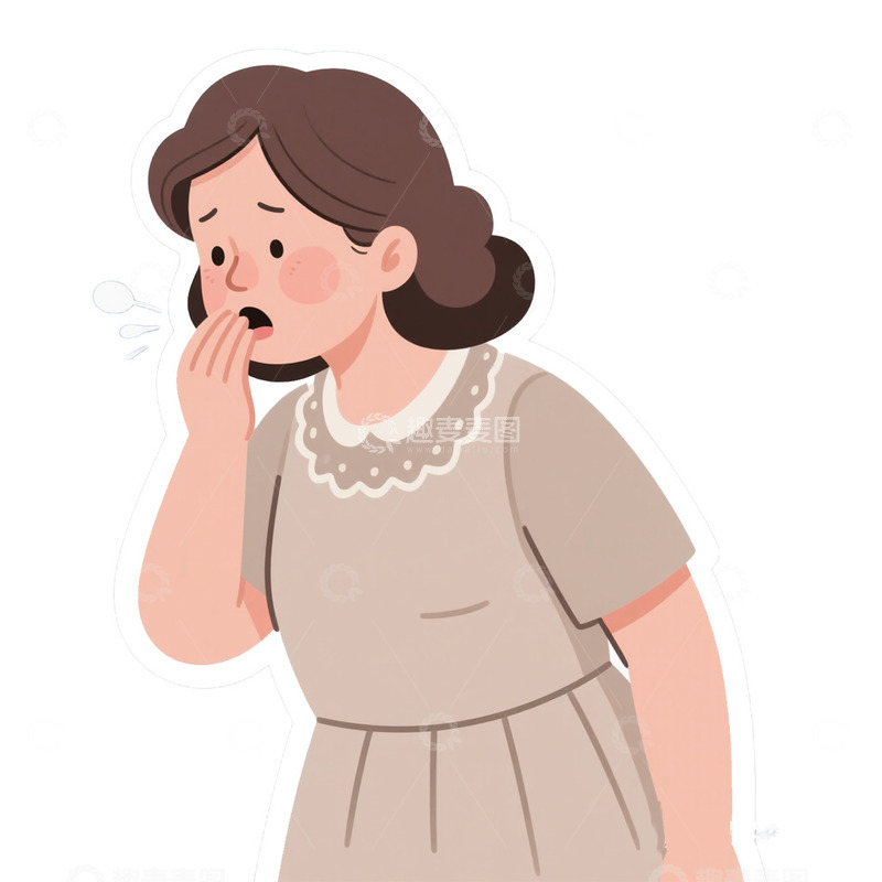 高清大图下载【趣麦麦图】生病咳嗽手绘卡通免抠元素