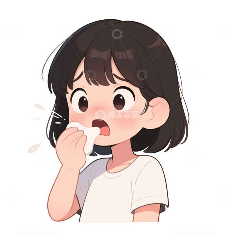 高清大图下载【趣麦麦图】生病咳嗽手绘卡通免抠元素