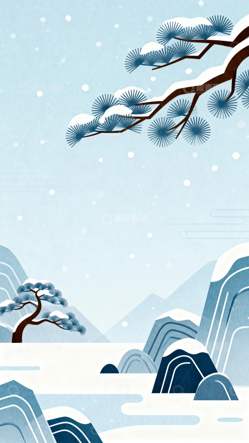 高清大图下载【趣麦麦图】冬季大雪唯美背景19