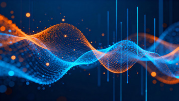 科技感数据波动渐变蓝色橙色背景素材