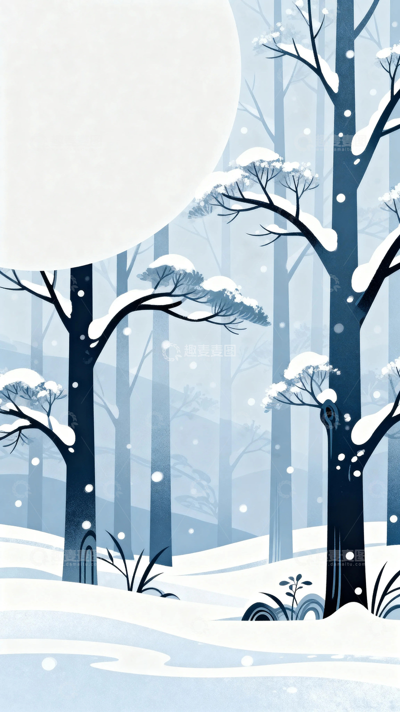 高清大图下载【趣麦麦图】冬季大雪唯美背景14