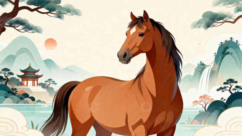 高清大图下载【趣麦麦图】马年新年春节节日背景11