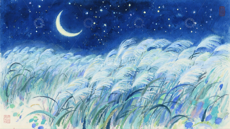 高清大图下载【趣麦麦图】-梵高星空 翻涌的芦苇