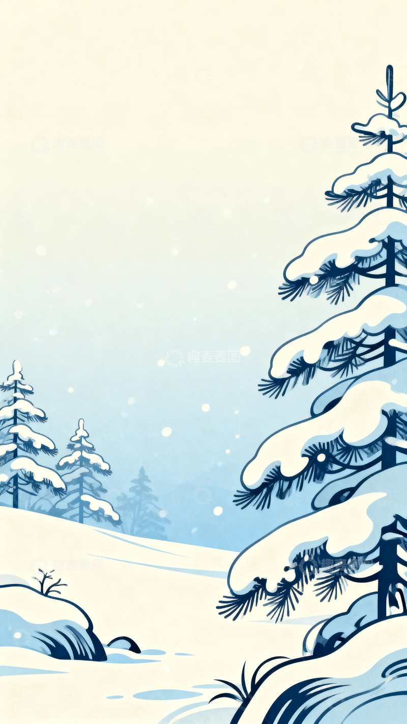 高清大图下载【趣麦麦图】冬季大雪唯美背景6