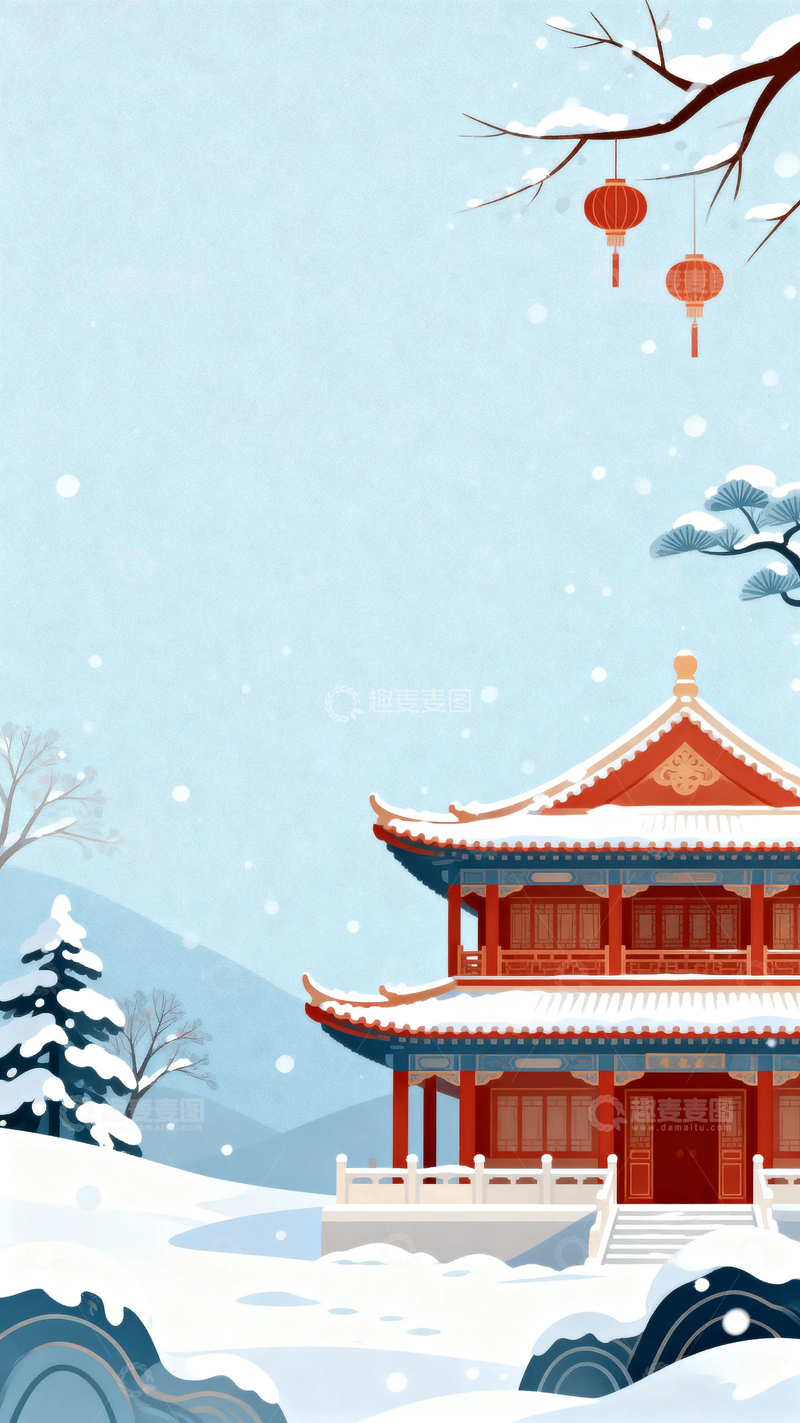 高清大图下载【趣麦麦图】冬季大雪唯美背景2