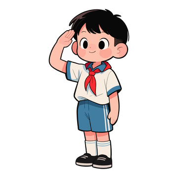 敬礼的小学生侧面