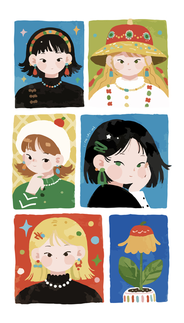 时尚的女孩插画