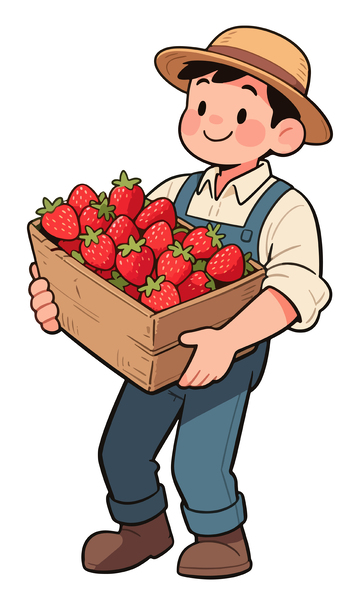 抱着草莓的农民