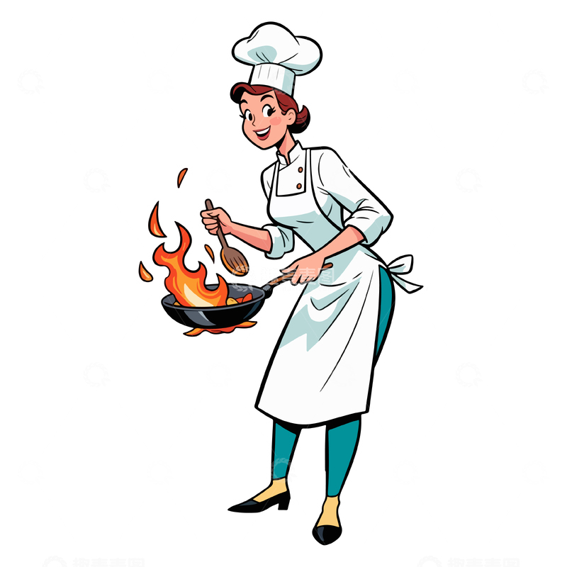 源文件下载【趣麦麦图】-炒菜的女厨师2