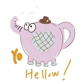 可爱有趣茶壶小象