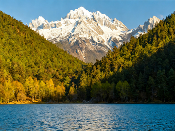 雪山 绿植 湖水