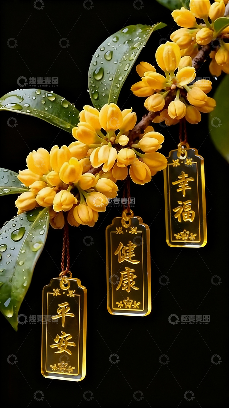 高清大图下载【趣麦麦图】秋天桂花送福