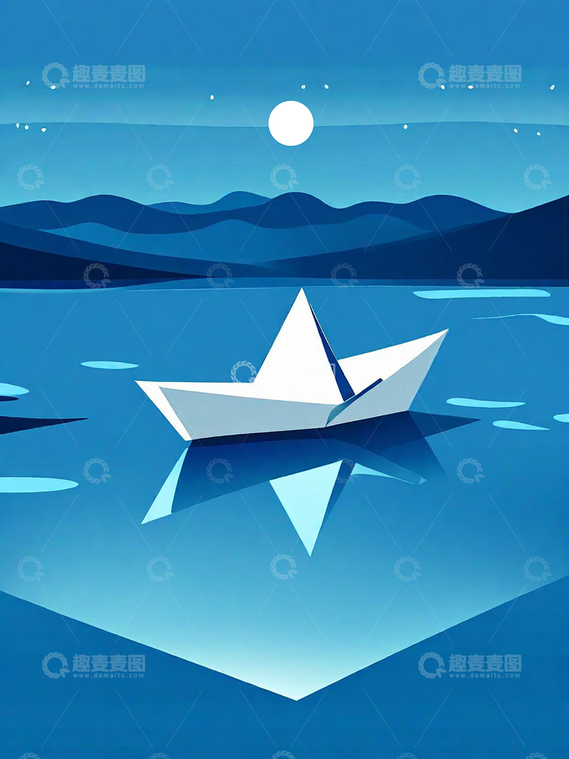 高清大图下载【趣麦麦图】-中秋思乡折纸概念海报
