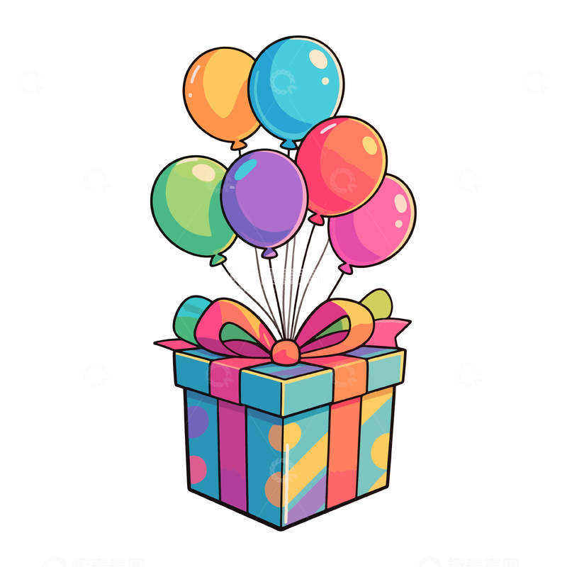 源文件下载【趣麦麦图】-生日礼盒气球