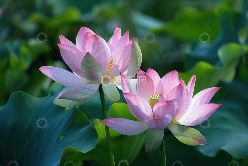 高清大图下载【趣麦麦图】夏季荷塘里开放的荷花