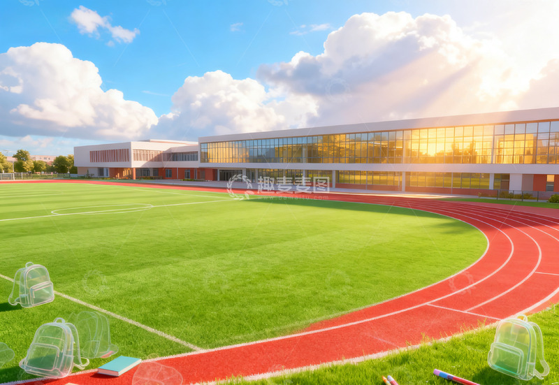 高清大图下载【趣麦麦图】学校操场跑道草地5